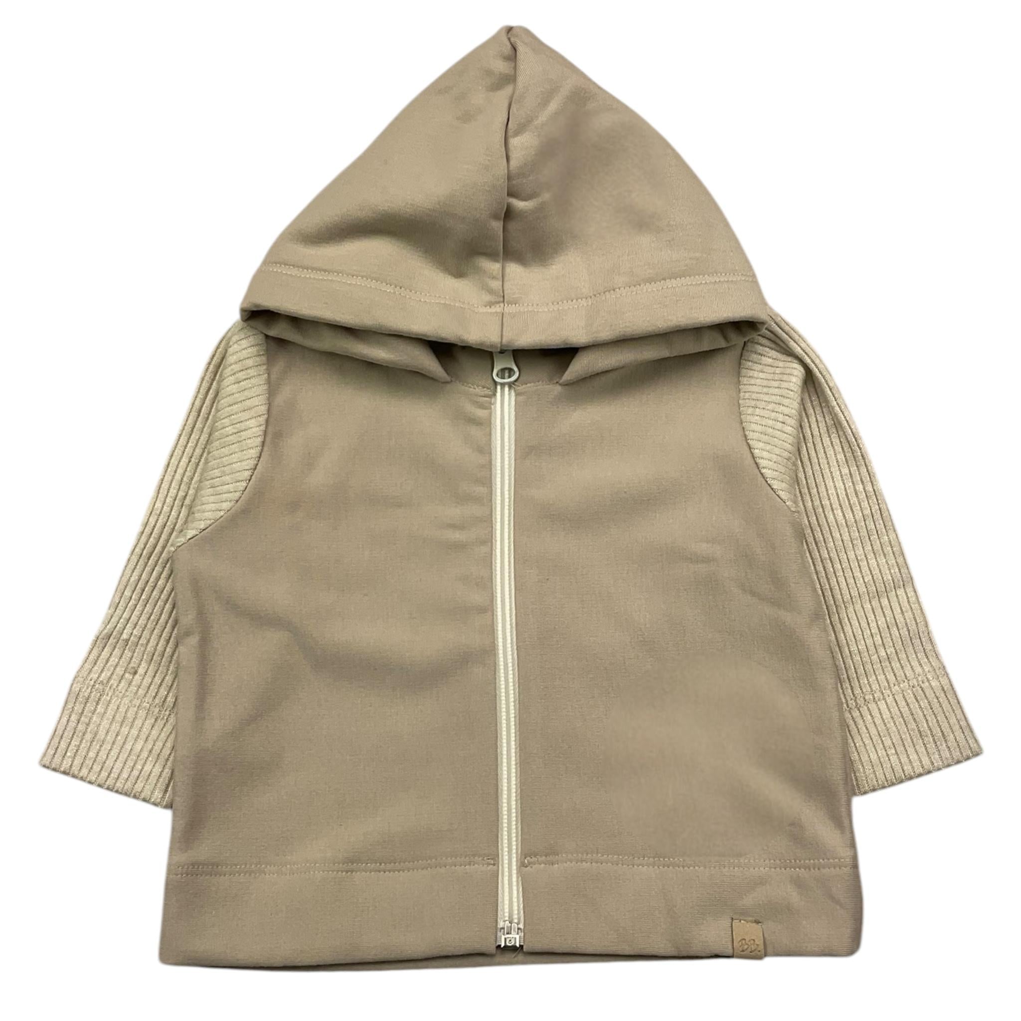 BAMBOOM+BABIES felpa cn zip e cappuccio tinta unita Sabbia per Neonato 71111 SABBIA BAMBOOM+BABIES