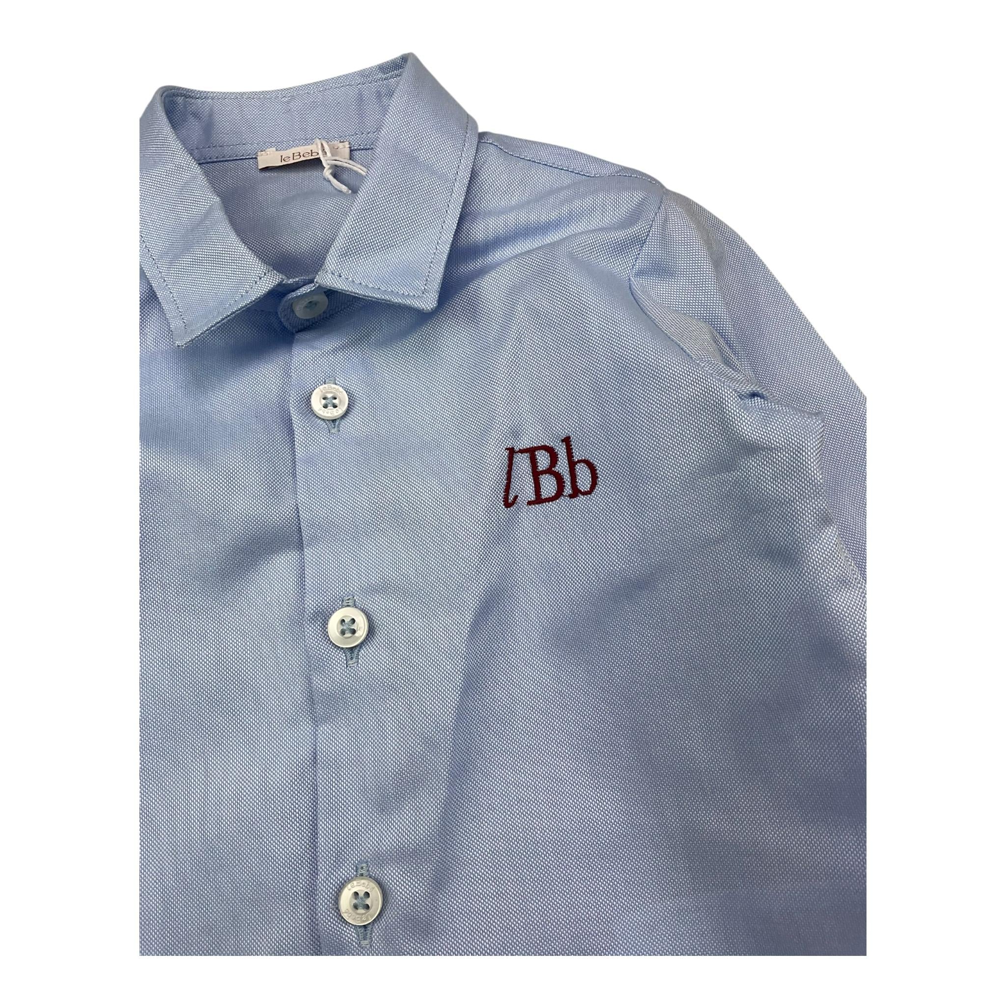 LE BEBE' camicia tinta unita con logo Azzurro per Neonato LBB5152 AZZURRO LE BEBE'