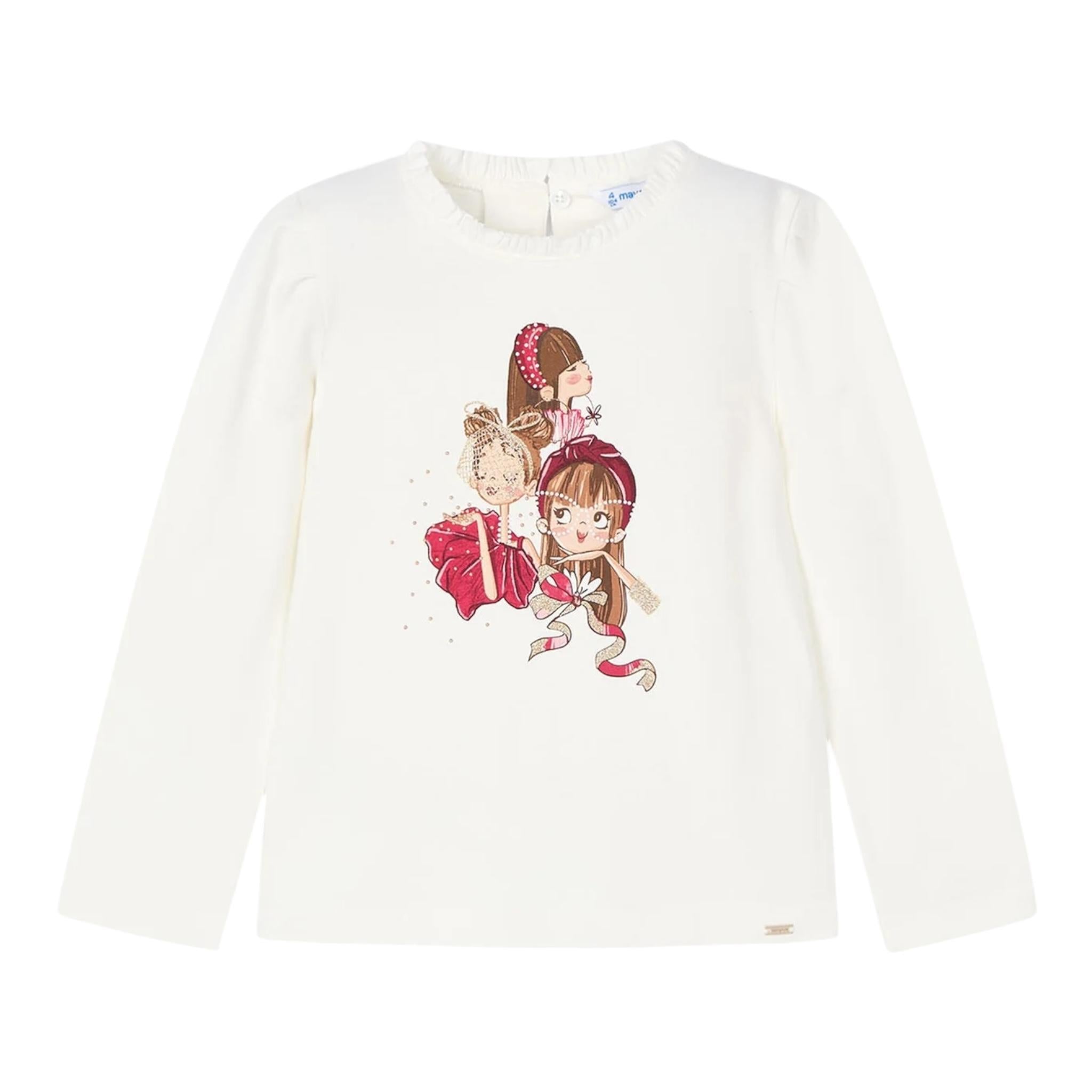 MAYORAL shirt tinta unita con stampa in contrasto Panna per Bambina 4065 PANNA MAYORAL