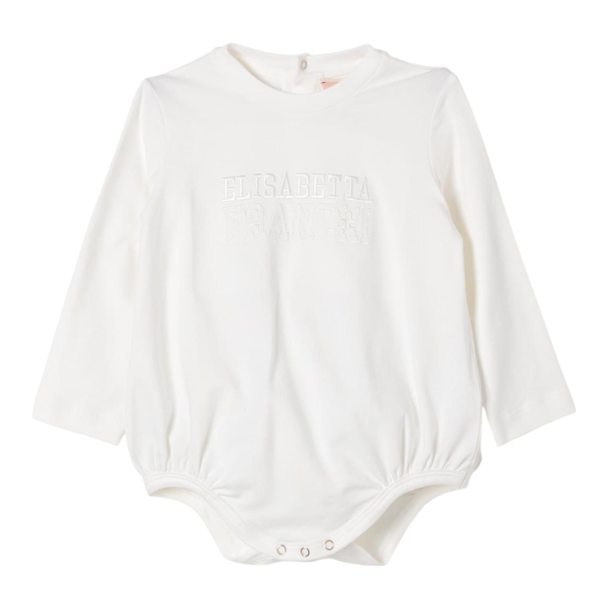 ELISABETTA FRANCHI body manica lunga tinta unita con logo Panna per Neonata ENBD002 PANNA ELISABETTA FRANCHI