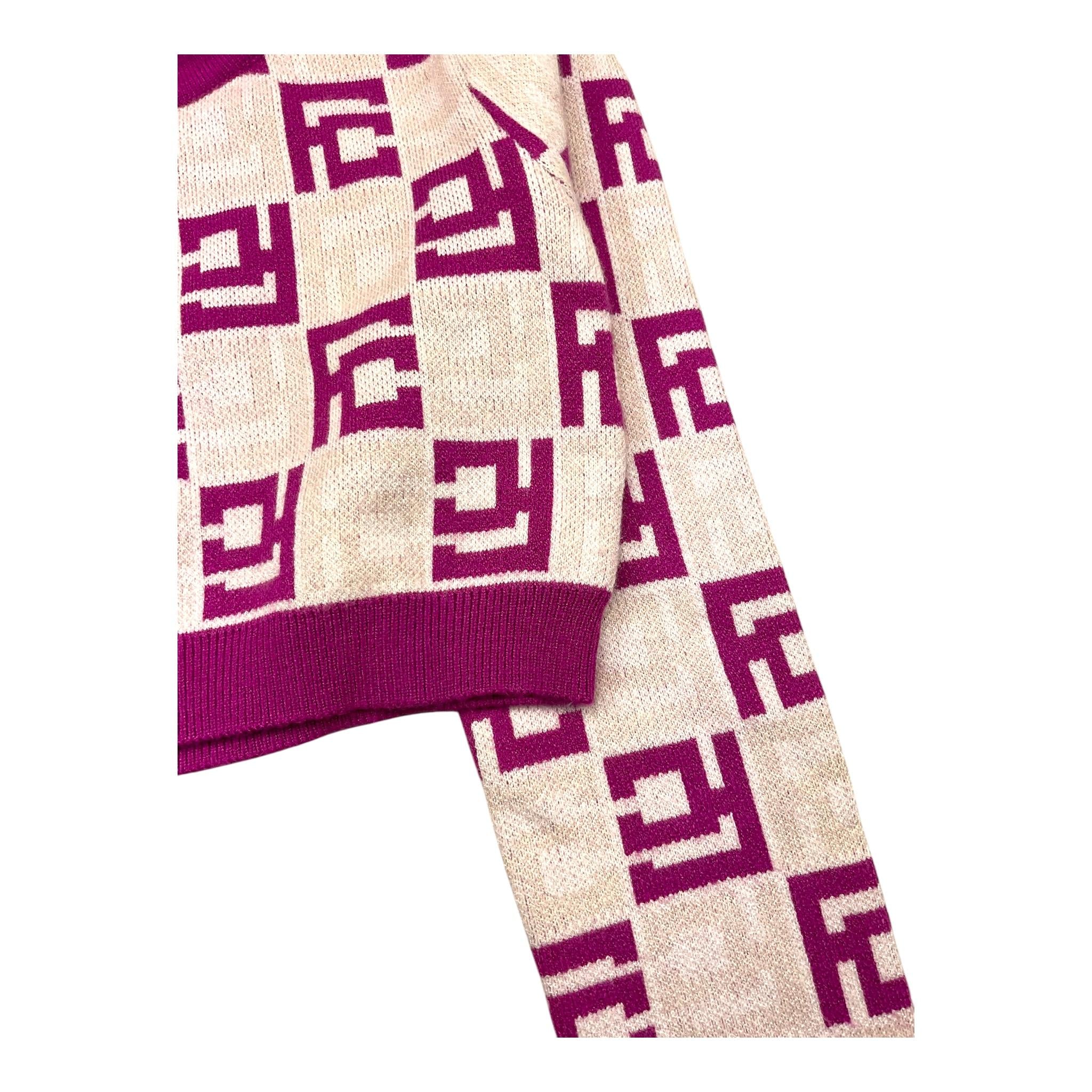 JANICE maglia girocollo bicolore con stampe Viola per Bambina JN573B VIOLA JANICE