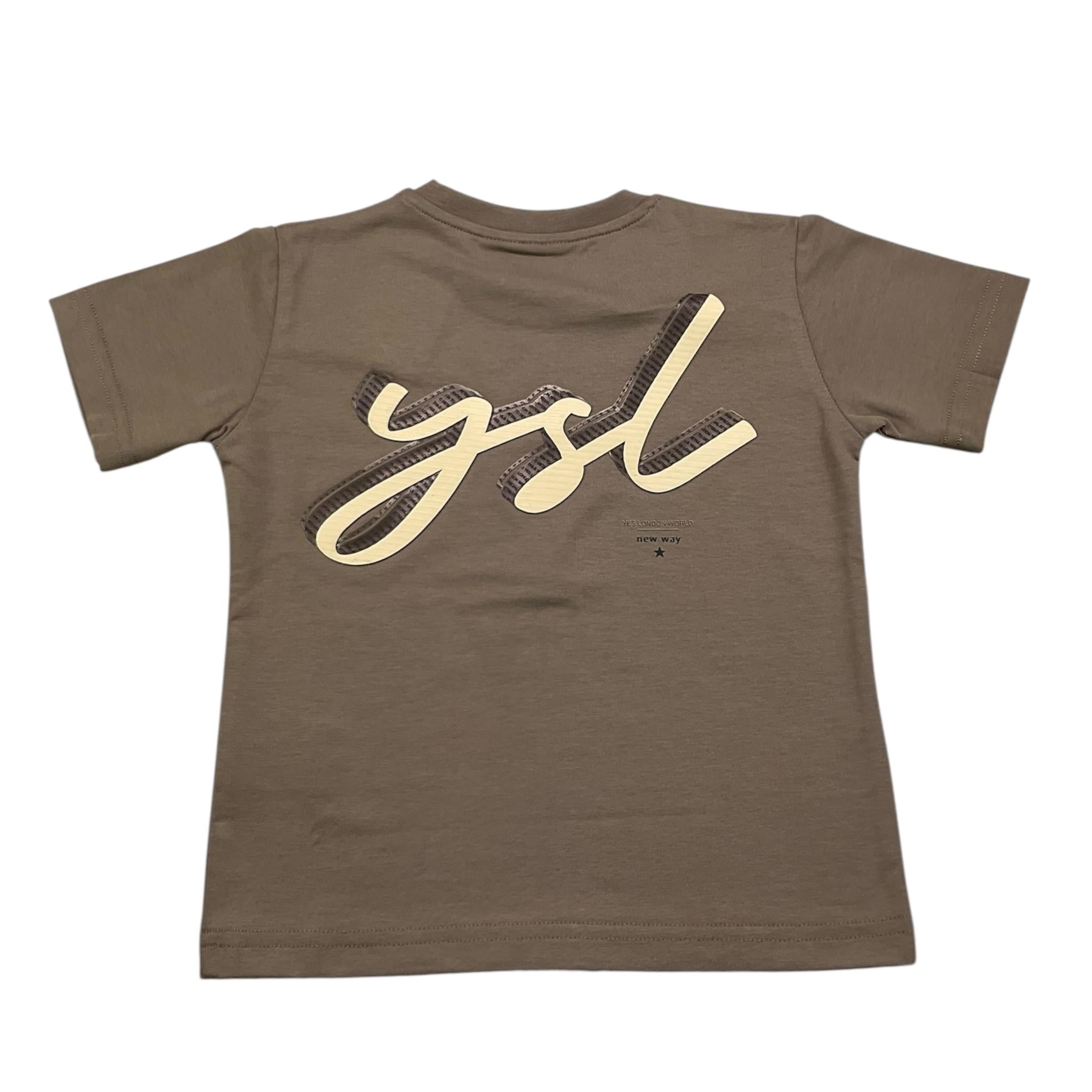 YES LONDON t-shirt girocollo tinta unita Fango per Bambino JR2111 FANGO YES LONDON