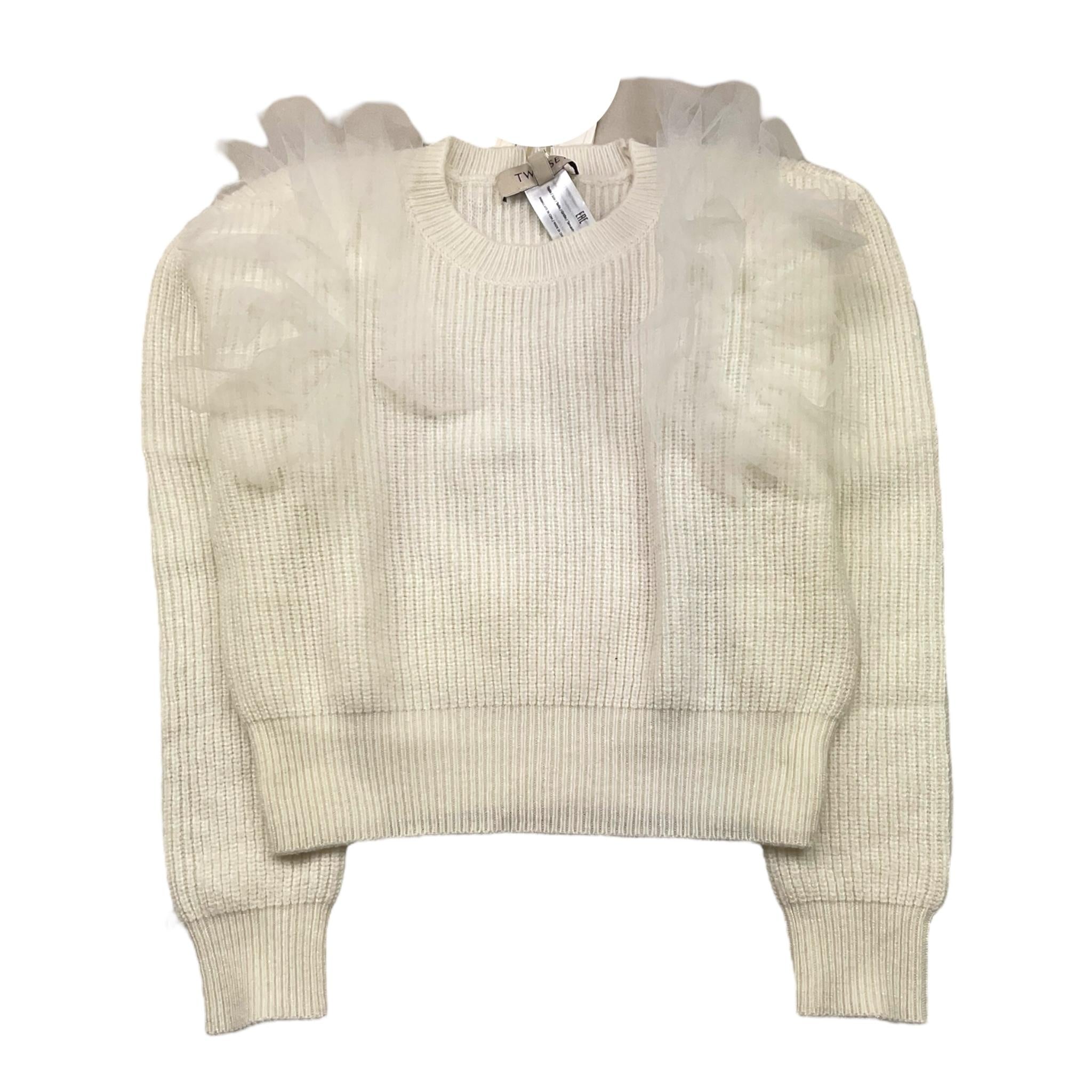 TWINSET maglia girocollo tinta unita con tulle Panna per Bambina 242GJ3080 PANNA TWINSET