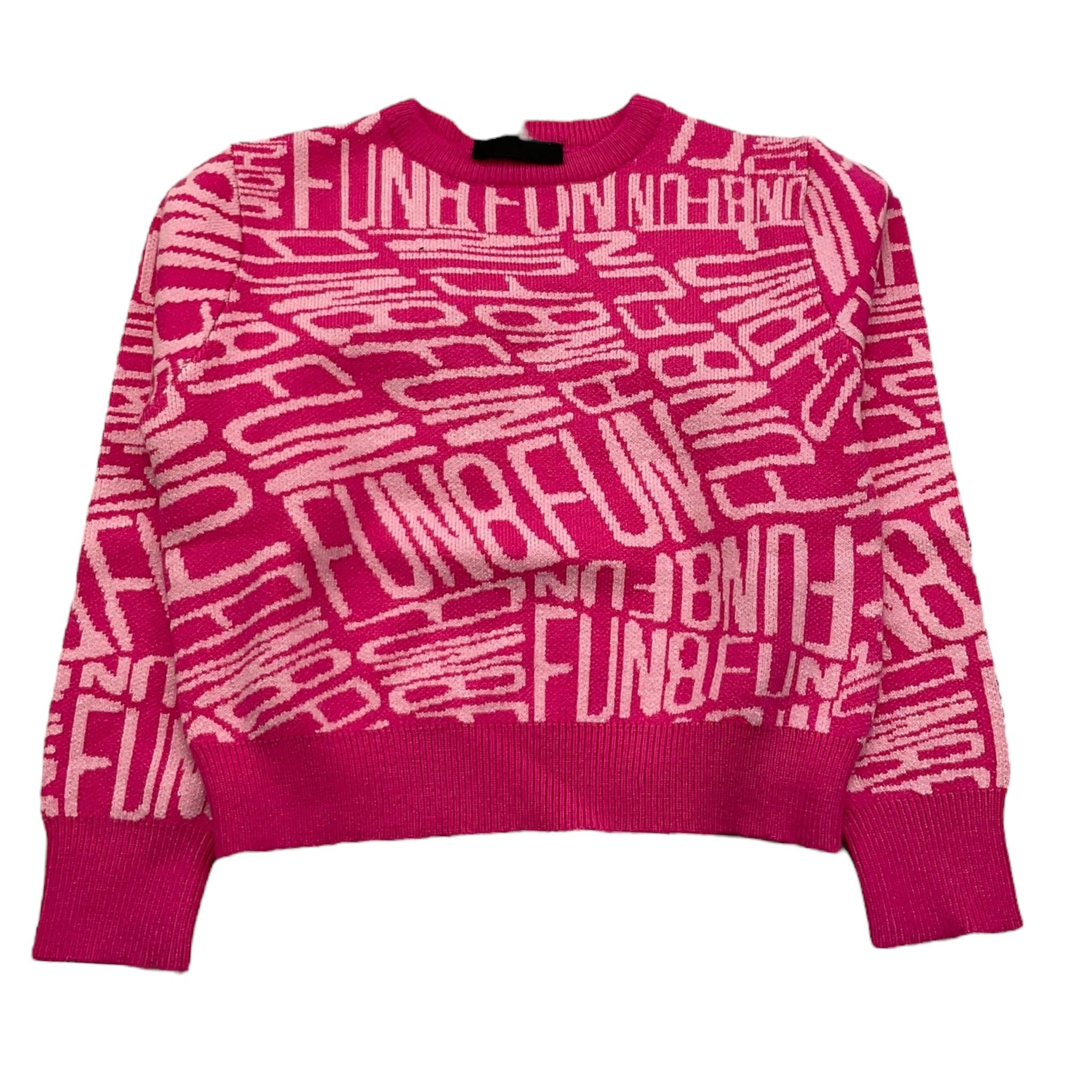 FUN & FUN maglia girocollo tinta unita con stampe in contrasto Fuxia per Bambina FNBSW15587 FUXIA FUN & FUN