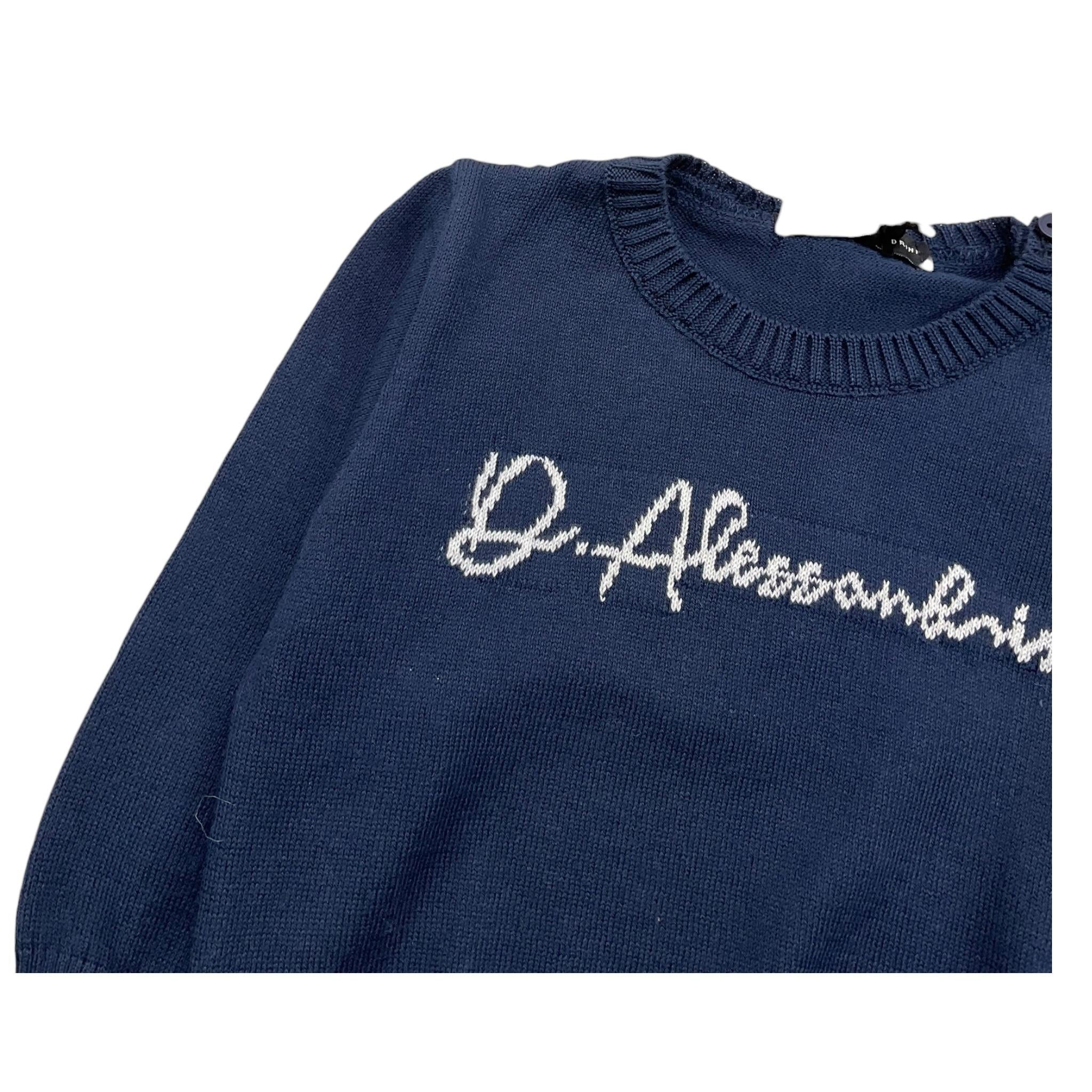 DANIELE ALESSANDRINI maglia girocollo tinta unita con stampa Blu per Neonata 1291W00040NXX BLU DANIELE ALESSANDRINI