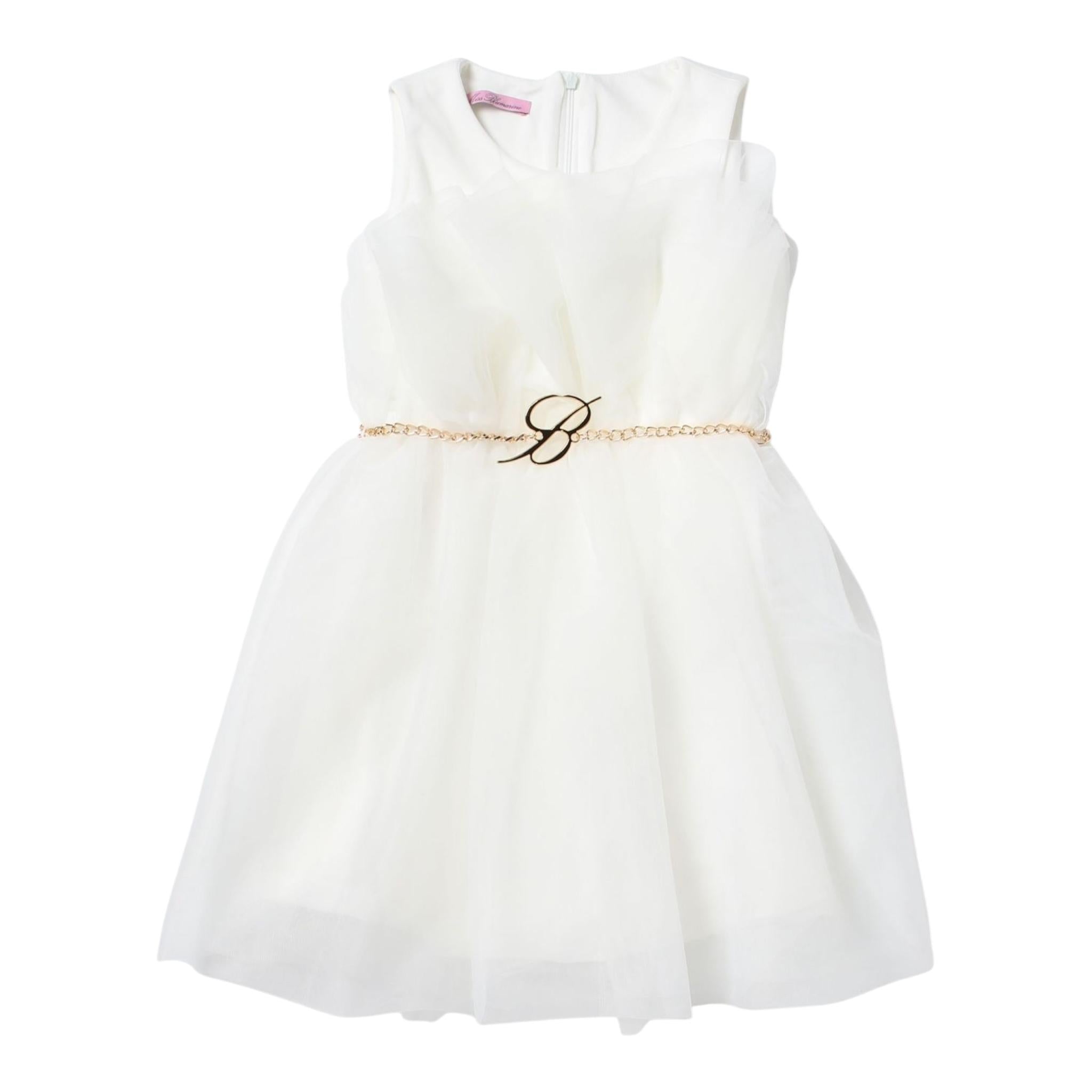 MISS BLUMARINE abito giromanica tinta unita cn cinturino Panna per Neonata IA3115 PANNA MISS BLUMARINE