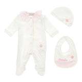 MONNALISA set tutina tinta unita con stampa-cappello-bavetta Bianco per Neonata 35D505 BIANCO MONNALISA