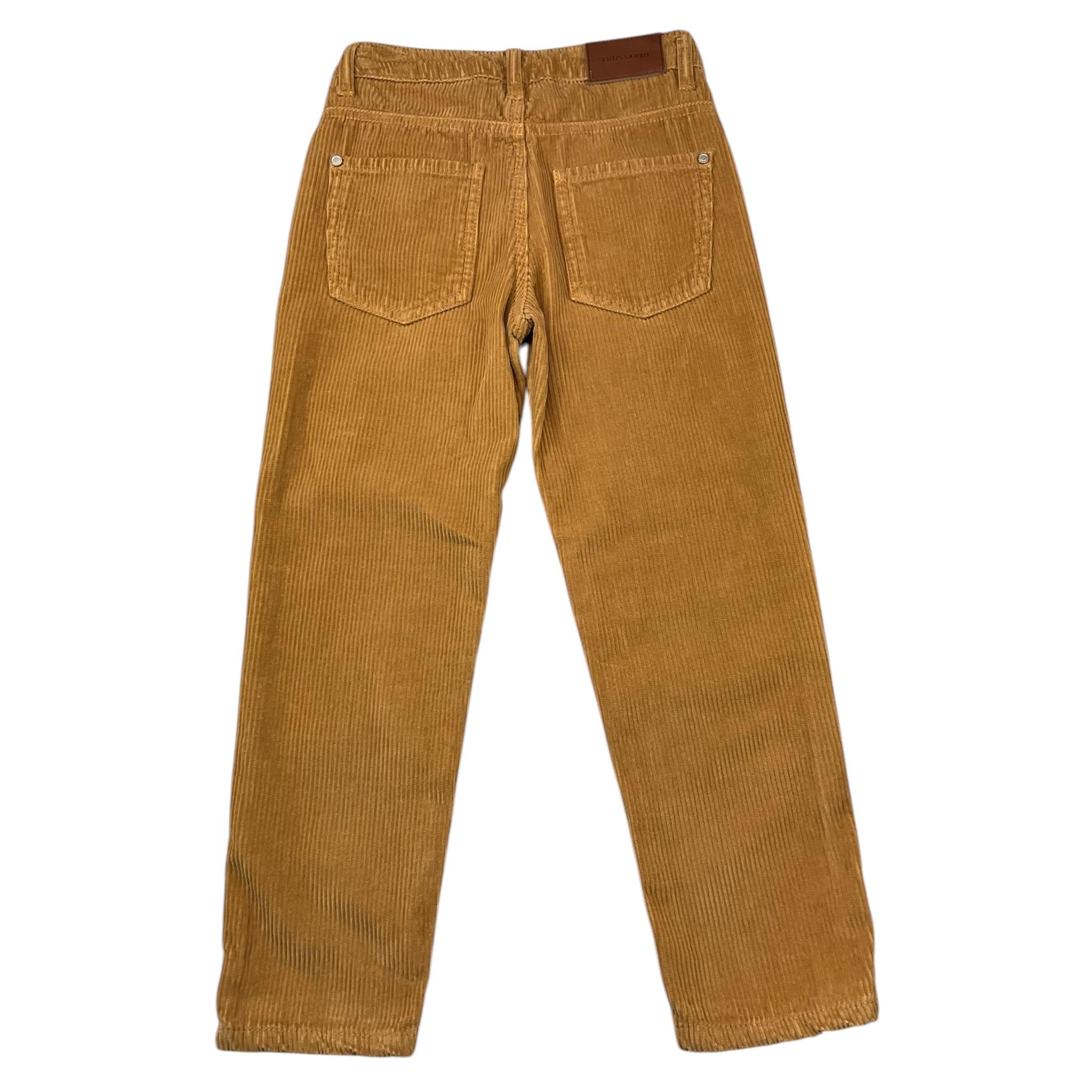 TRUSSARDI pantalone in camoscio tinta unita con girovita regolabile Senape per Bambino TBA25025PA SENAPE TRUSSARDI