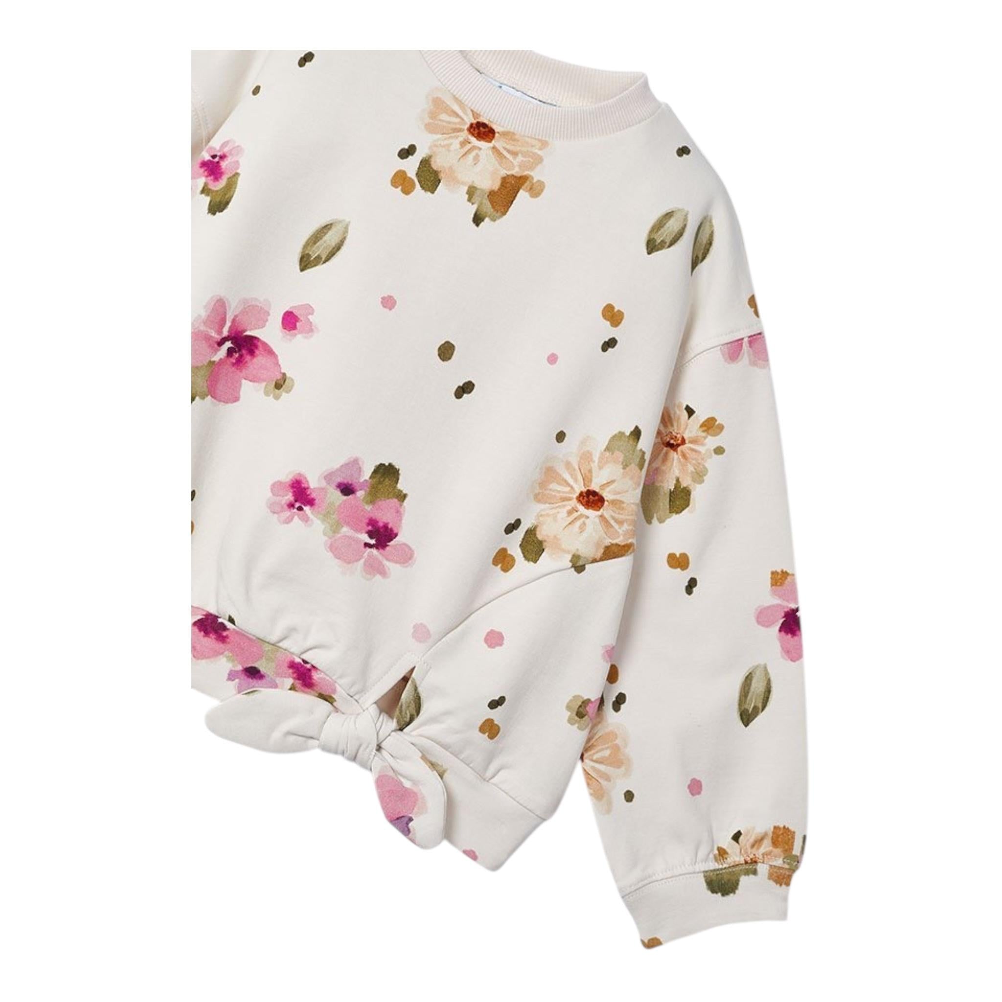 MAYORAL felpa chiusa girocollo tinta unita fantasia floreale Panna per Bambina 4481 PANNA MAYORAL