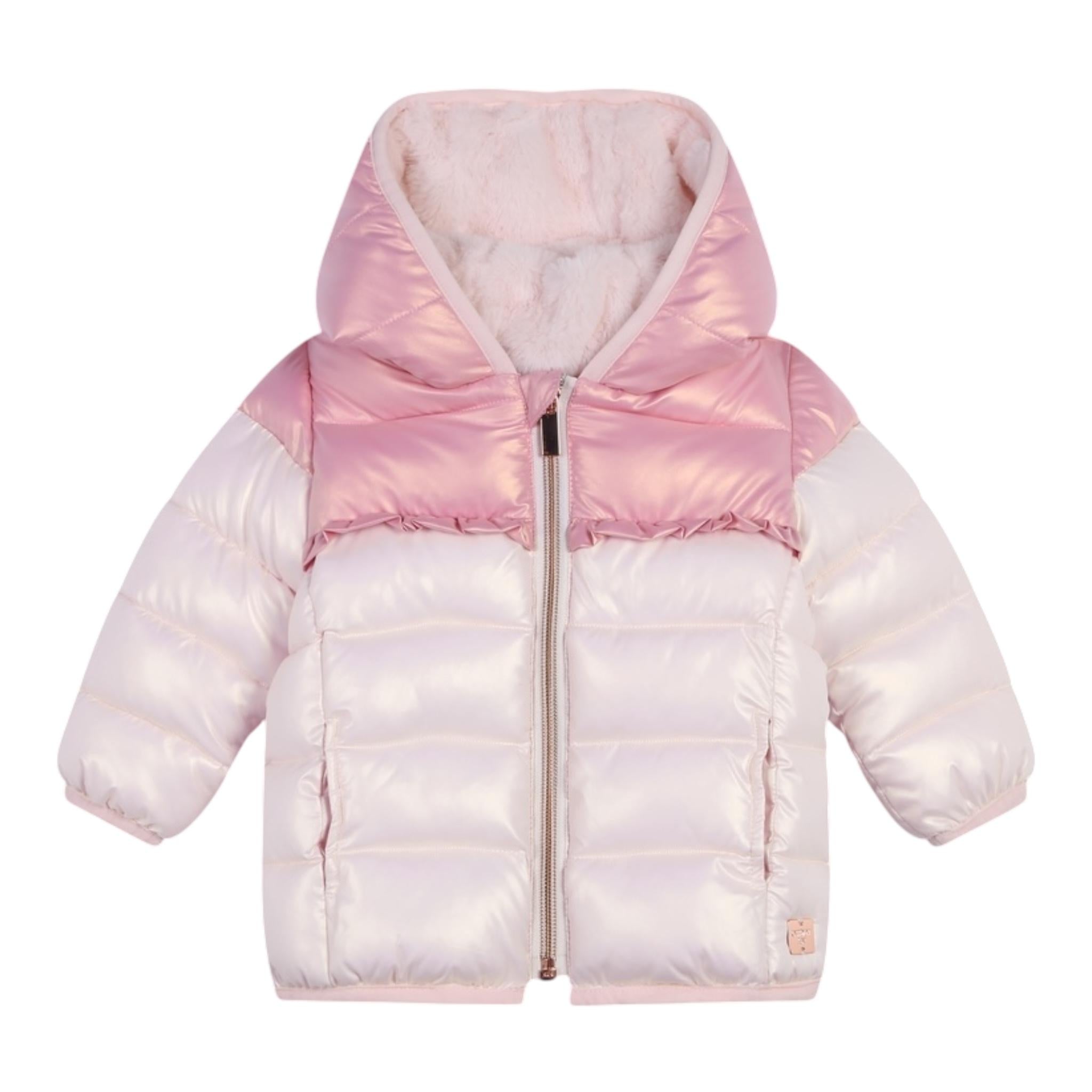 CARRE'MENT BEAU giubbino tinta unita con cappuccio e pelliccia Rosa per Neonata Y30232 ROSA CARRE'MENT BEAU