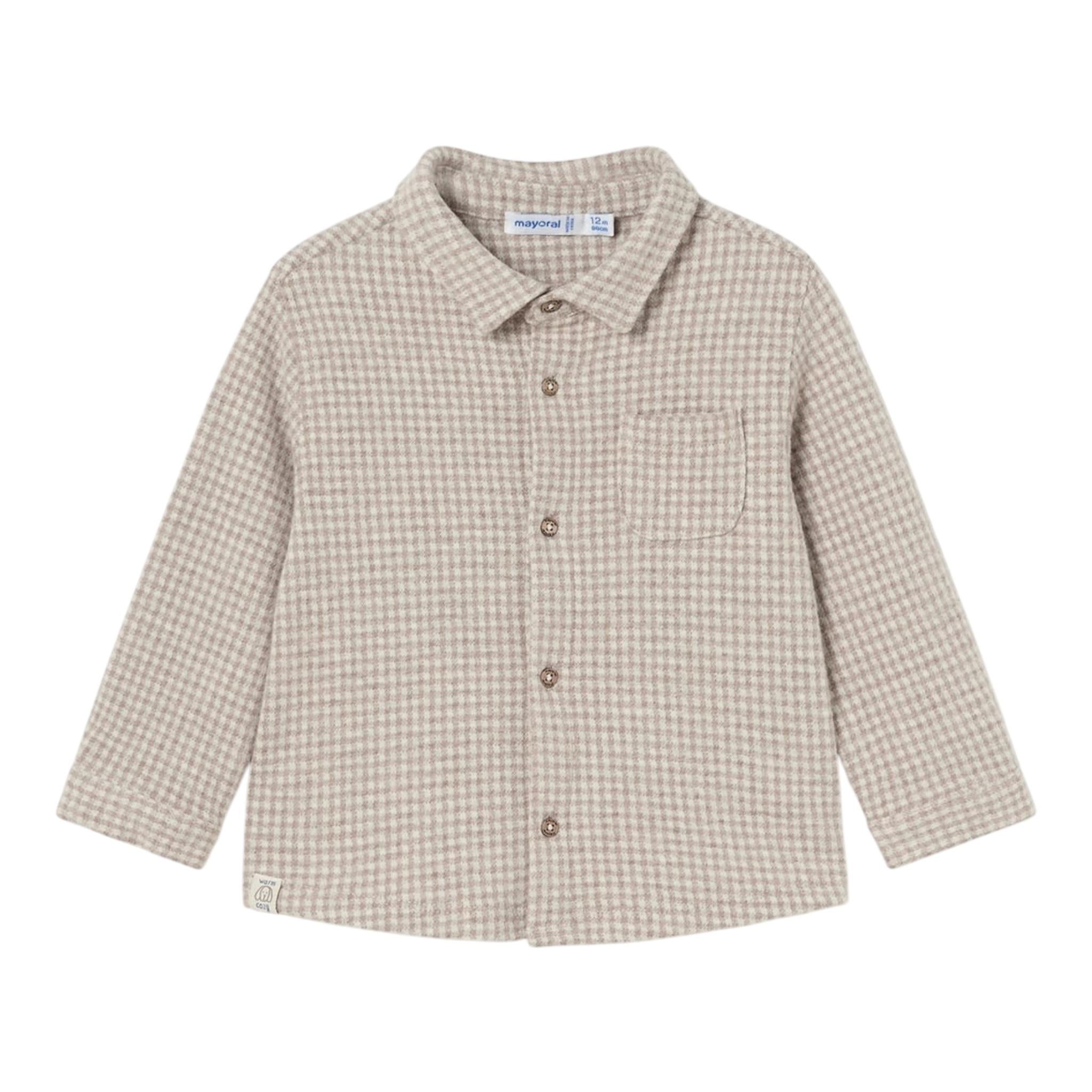 MAYORAL camicia tinta unita con fantasia a quadrettini Beige per Bambino 2186X BEIGE MAYORAL