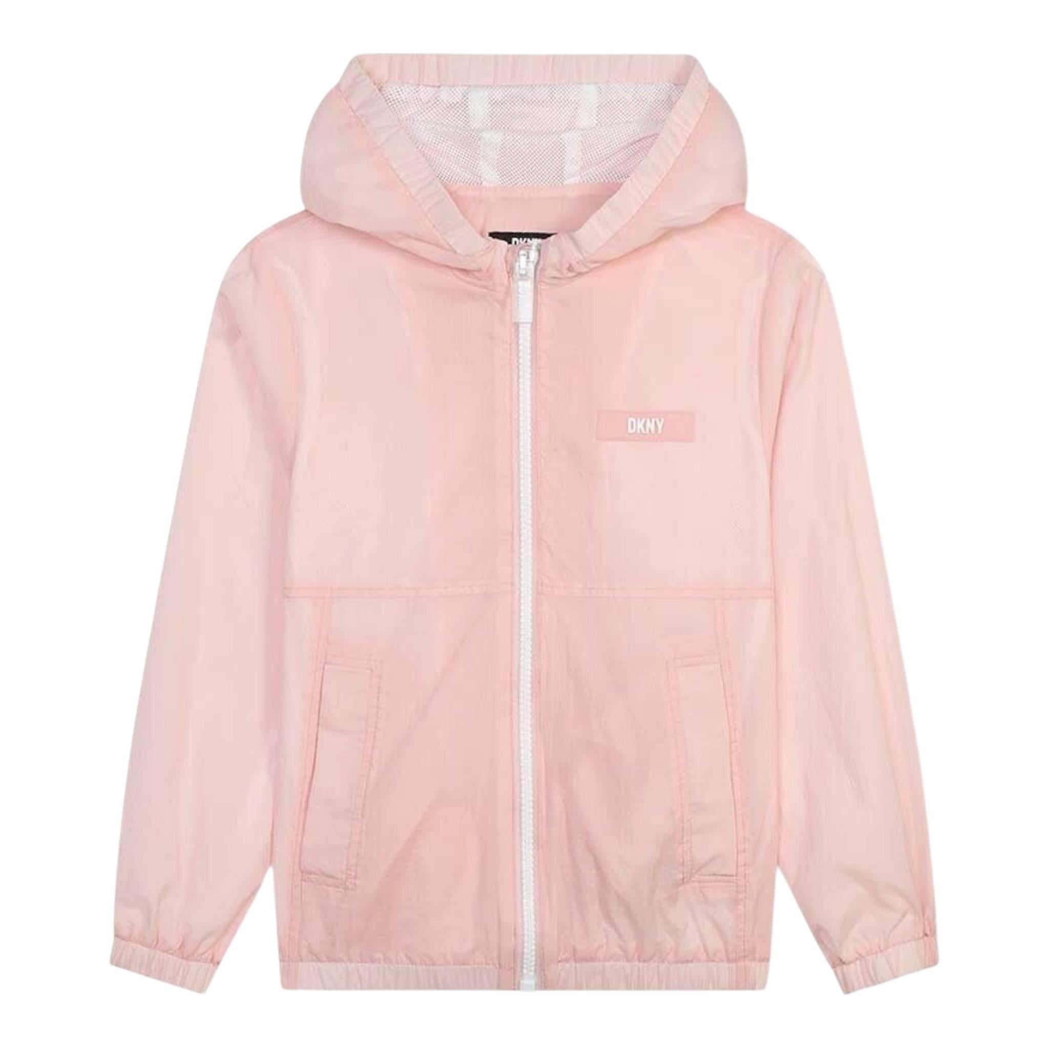 DKNY giubbino tinta unita con logo Rosa per Bambina D60041 ROSA DKNY
