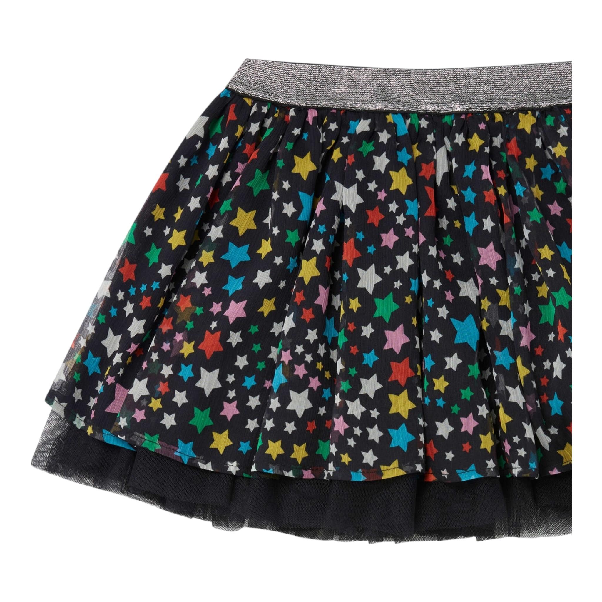 STELLA McCARTNEY gonna tinta unita in tulle con stampa Nero per Bambina TV7B21 NERO STELLA McCARTNEY