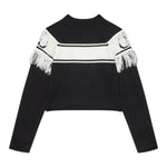 TWINSET maglia girocollo tinta unita con frange Nero per Bambina 242GJ3163XXX NERO TWINSET