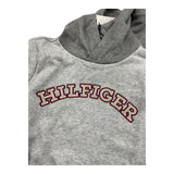 TOMMY HILFIGER felpa chiusa con cappuccio tinta unita con logo Grigio per Bambino KB0KB09190 GRIGIO TOMMY HILFIGER