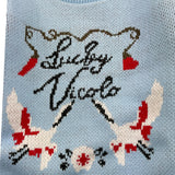VICOLO maglia tinta unita girocollo con stampa Azzurro per Bambina 3141W00046 AZZURRO VICOLO