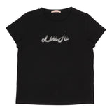 LIU JO t-shirt girocollo tinta unita cn stampa brillantinata Nero per Bambina GF4029 NERO LIU JO