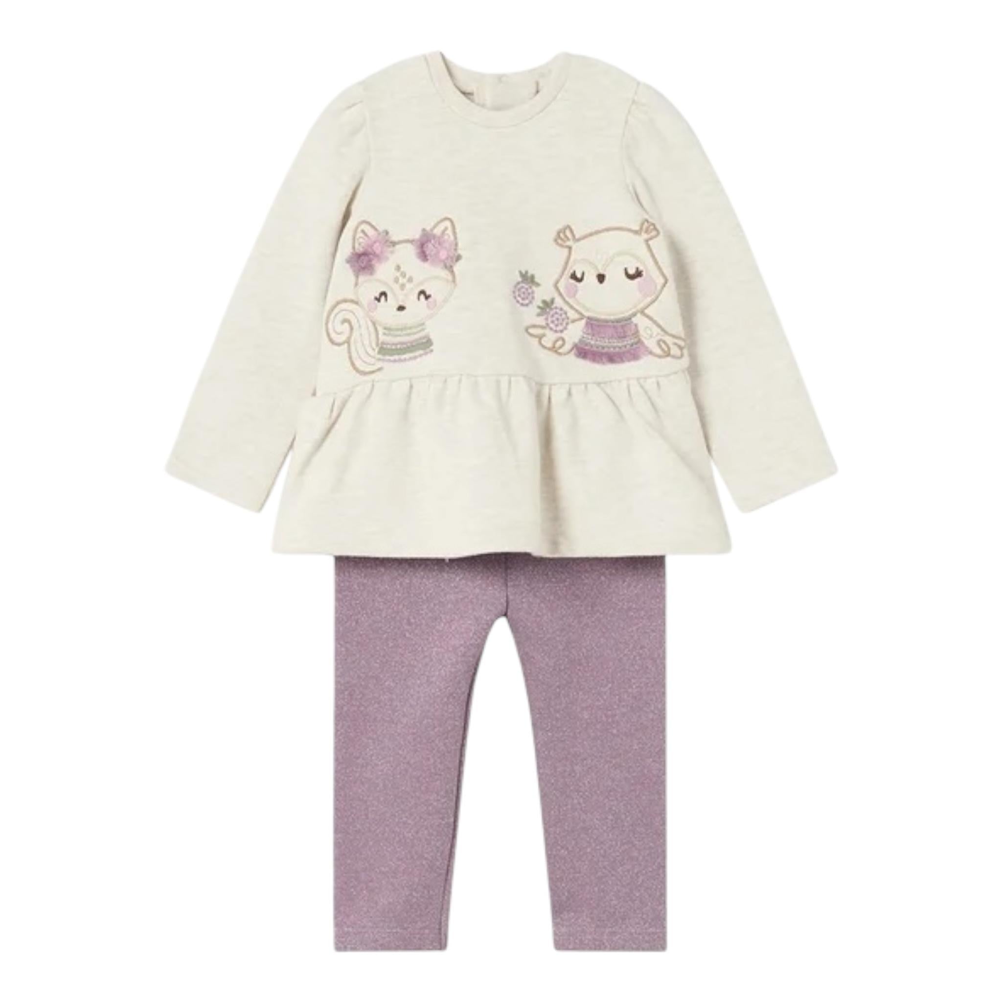 MAYORAL completo 2pz felpa-leggins bicolore Beige/viola per Neonata 2708 BEIGE/VIOLA MAYORAL