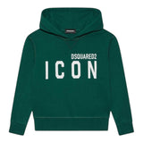 DSQUARED2 felpa tinta unita con cappuccio e stampa Verde per Bambino DQ1378 VERDE DSQUARED2