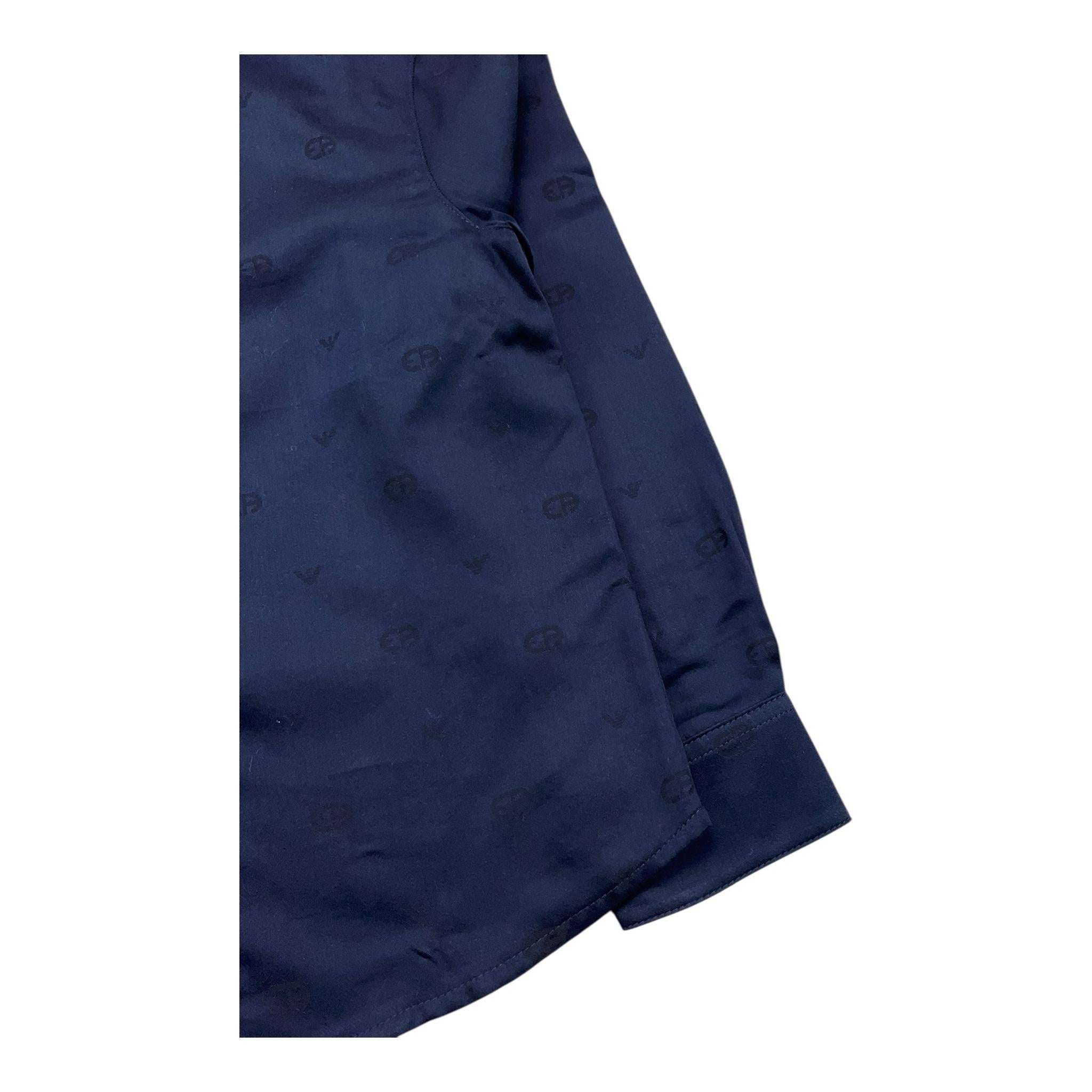 EMPORIO ARMANI camicia manica lunga tinta unita con logo Blu per Bambino 6L4C86 BLU EMPORIO ARMANI
