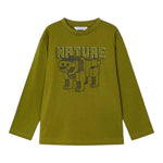 MAYORAL shirt girocollo tinta unita con stampa in contasto Verde per Bambino 4051J VERDE MAYORAL