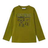 MAYORAL shirt girocollo tinta unita con stampa in contasto Verde per Bambino 4051J VERDE MAYORAL