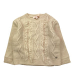 PLEASE maglia girocollo tinta unita con frange Beige per Neonata NB77230G65N BEIGE PLEASE