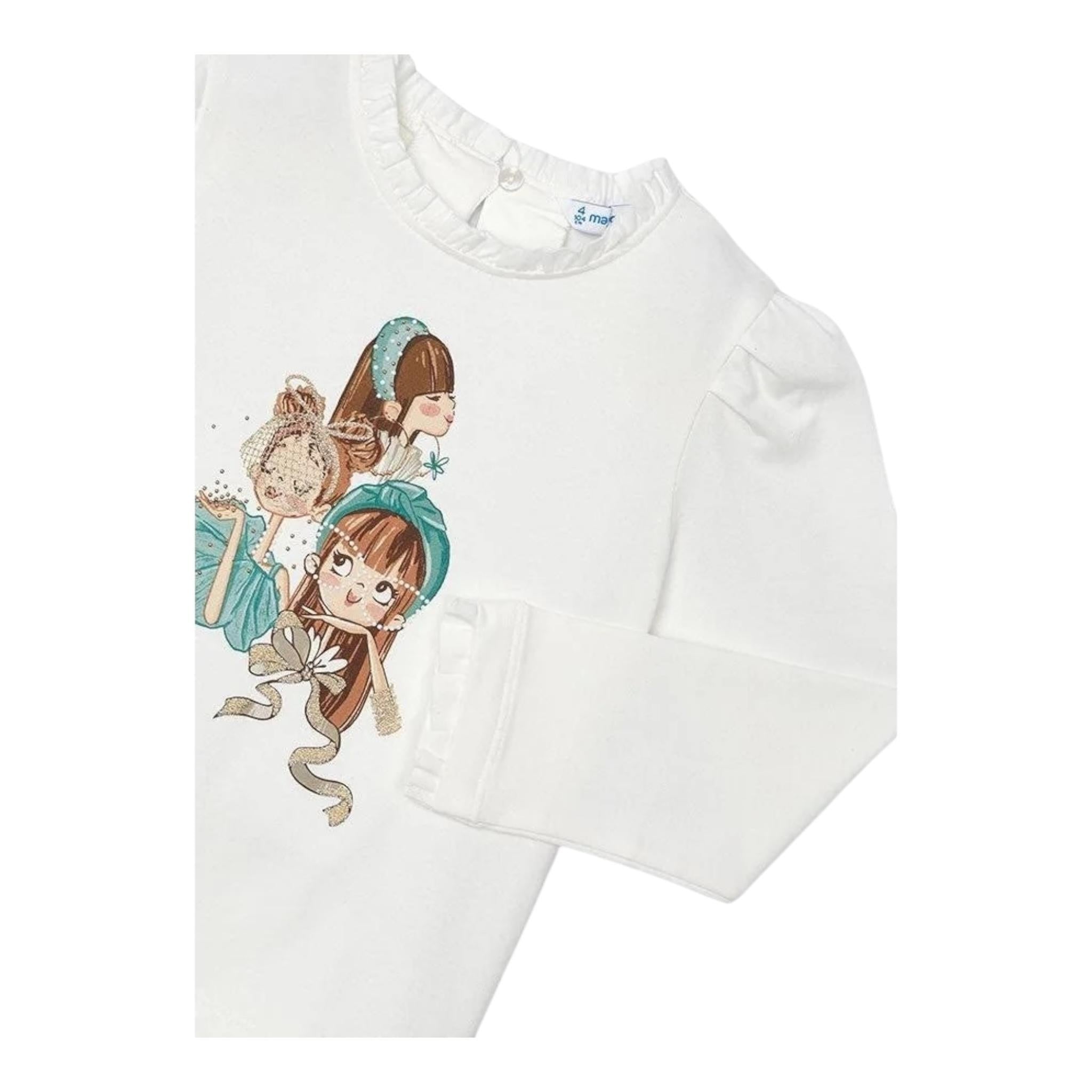 MAYORAL shirt tinta unita con stampa in contrasto Panna per Bambina 4065X PANNA MAYORAL