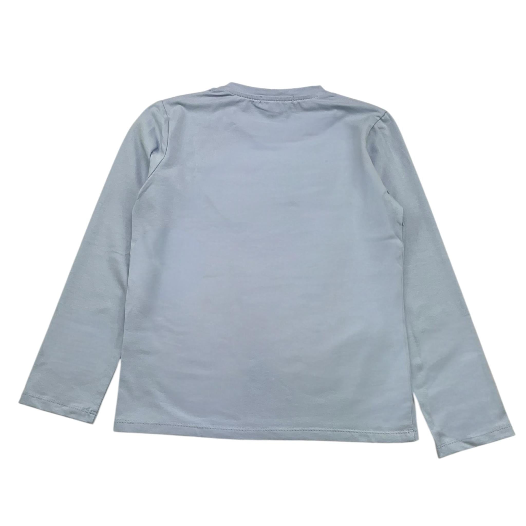 MOUSSE shirt girocollo tinta unita con stampa unicorno Azzurro per Bambina HKTL361WJ AZZURRO MOUSSE