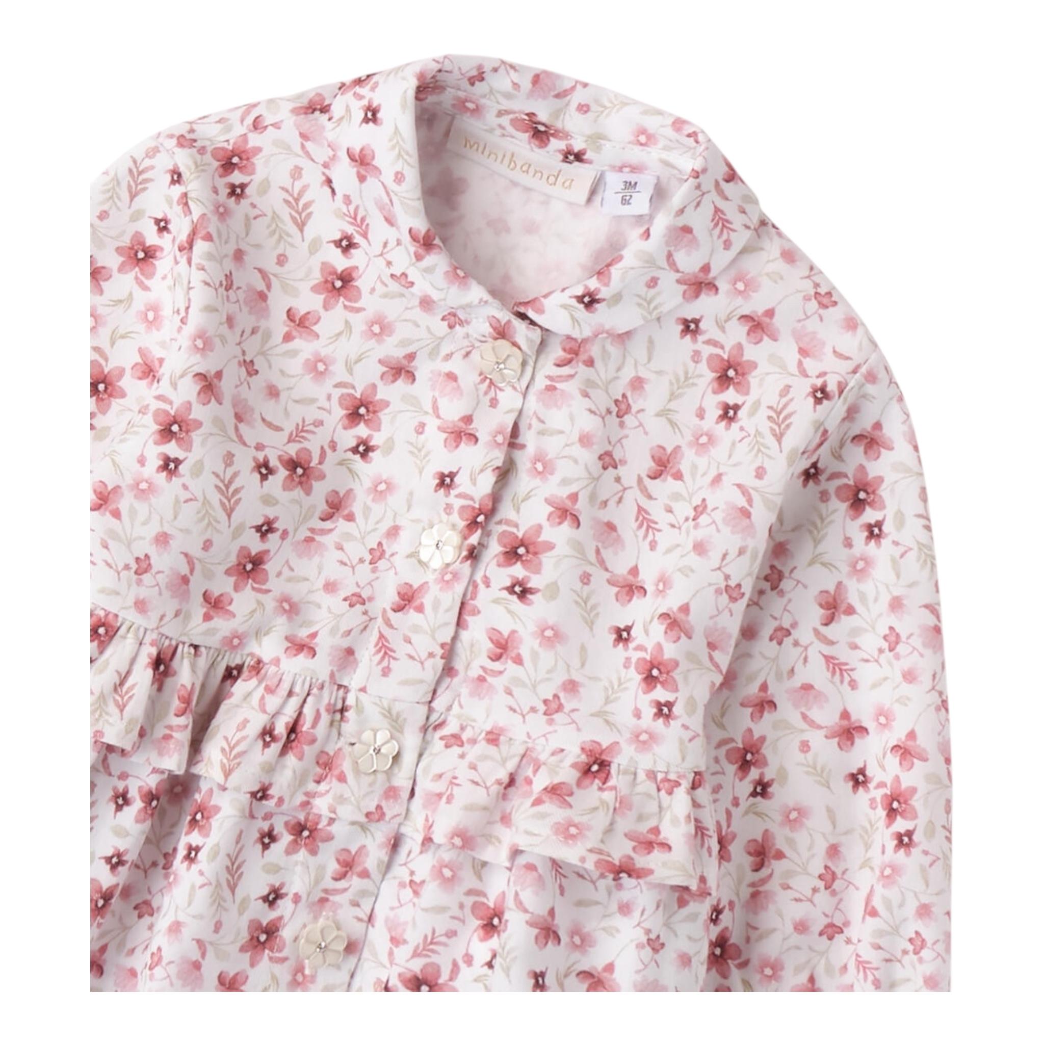 MINI BANDA camicia tinta unita con fantasia fiori Bianco per Neonata 3A771 BIANCO MINI BANDA