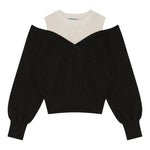 PATRIZIA PEPE maglia girocollo tinta unita con finta canotta Nero per Bambina 7K0042 NERO PATRIZIA PEPE