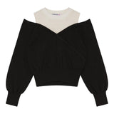 PATRIZIA PEPE maglia girocollo tinta unita con finta canotta Nero per Bambina 7K0042 NERO PATRIZIA PEPE