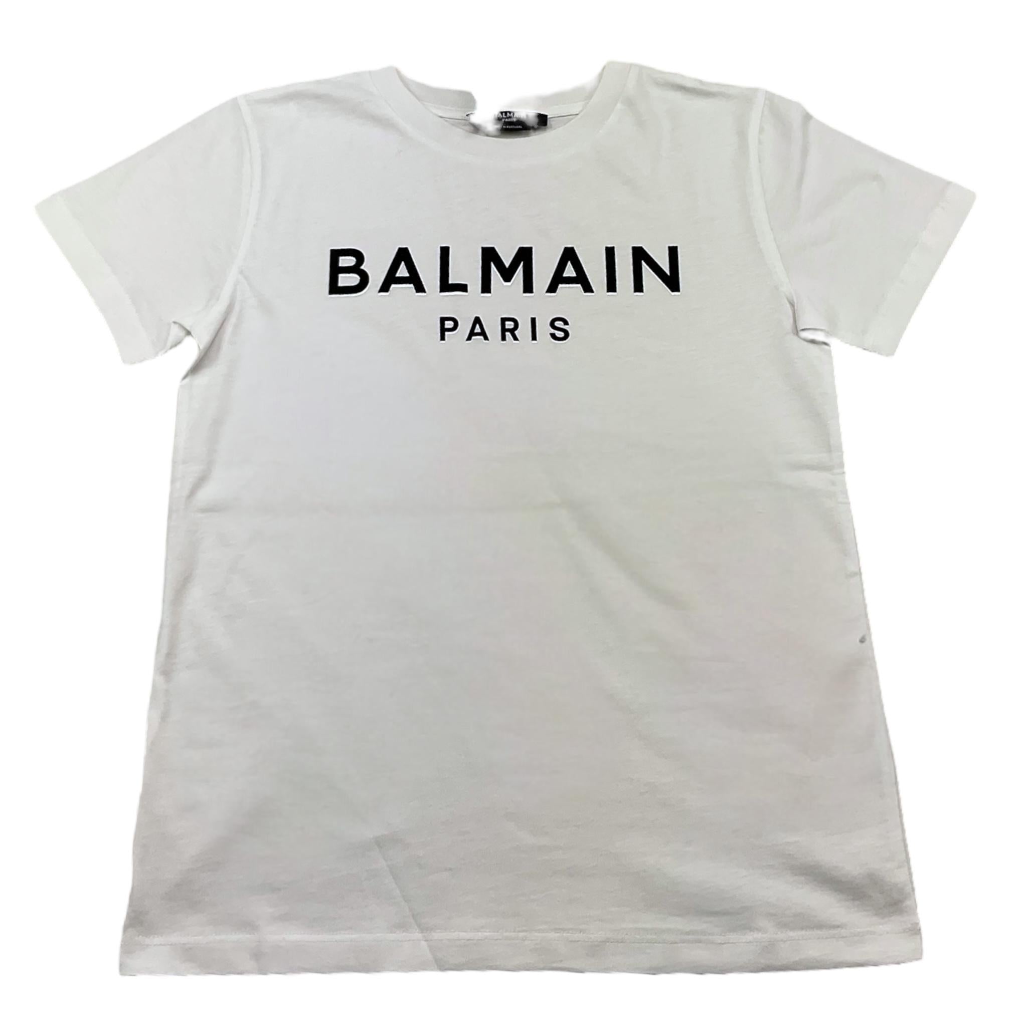 BALMAIN t-shirt girocollo tinta unita cn logo Bianco per Bambino BS8P41 BIANCO BALMAIN