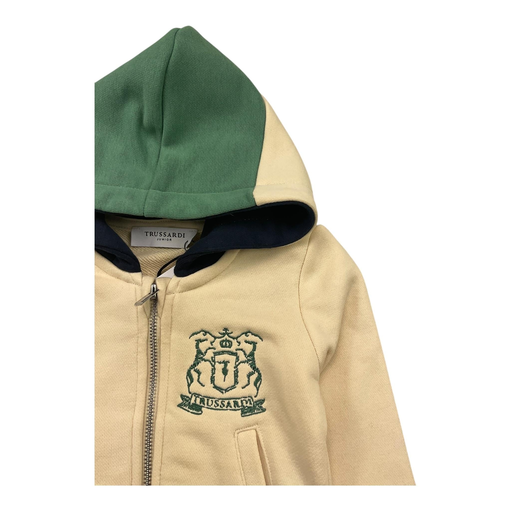 TRUSSARDI felpa tinta unita cn zip e cappuccio in contrasto Panna per Neonato TIA25122FE PANNA TRUSSARDI