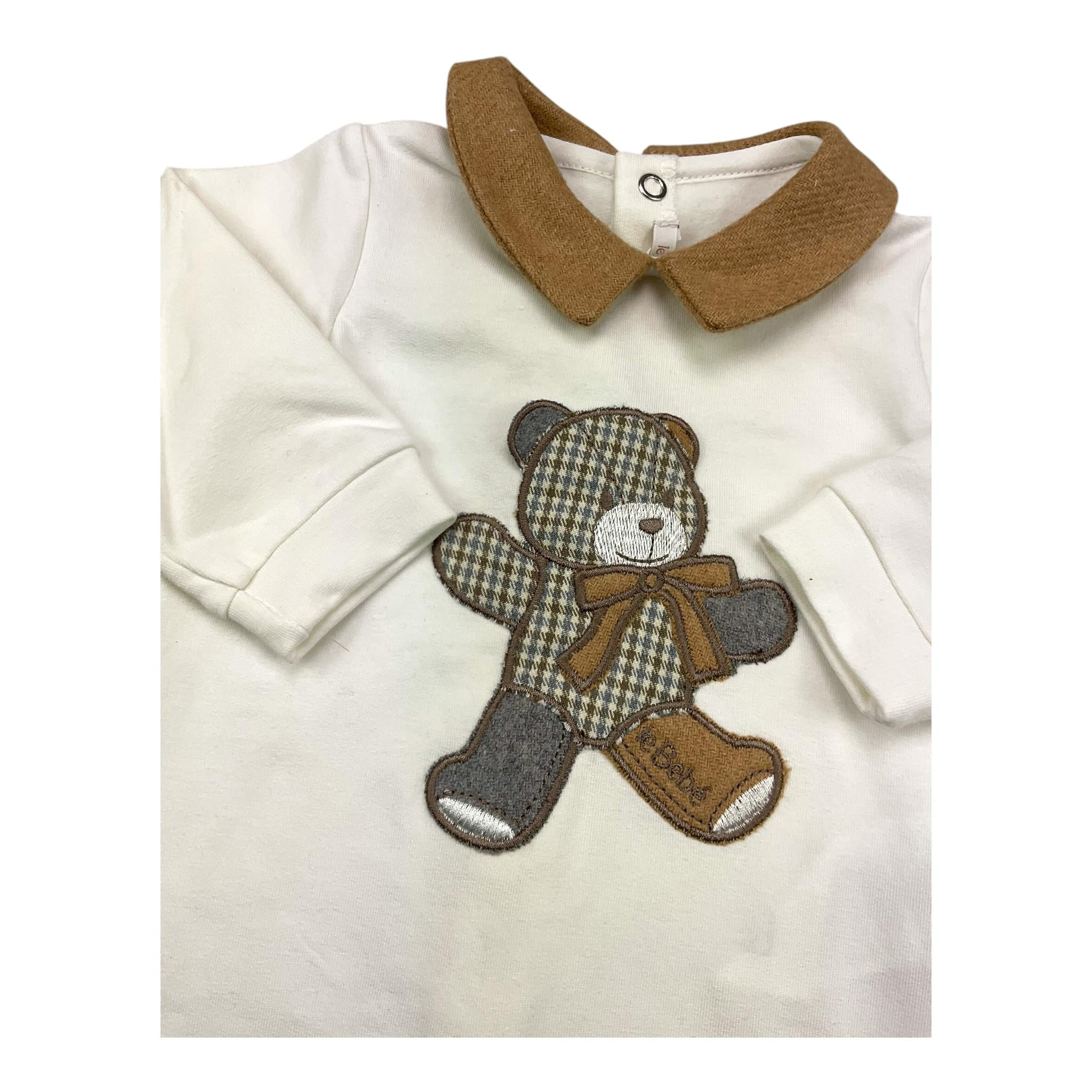 LE BEBE' tutina manica lunga tinta unita con stampa in contrasto Panna per Neonato LBB4663 PANNA LE BEBE'