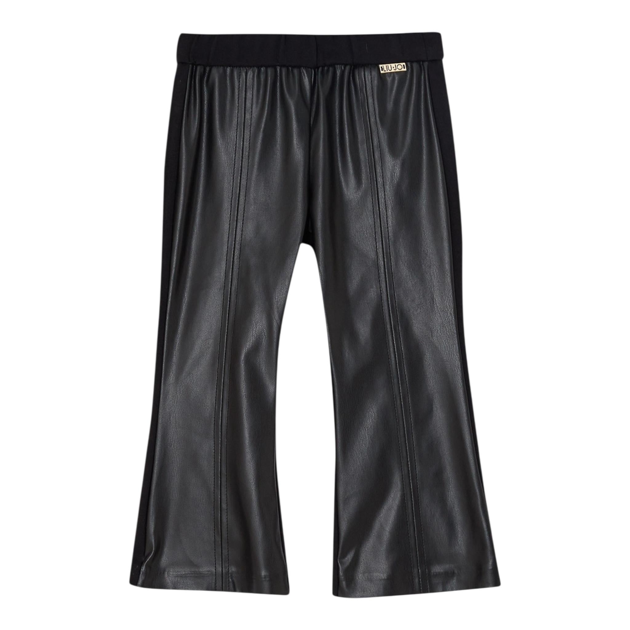 LIU JO pantalone tinta unita modello zampa in ecopelle Nero per Bambina KF4009X NERO LIU JO