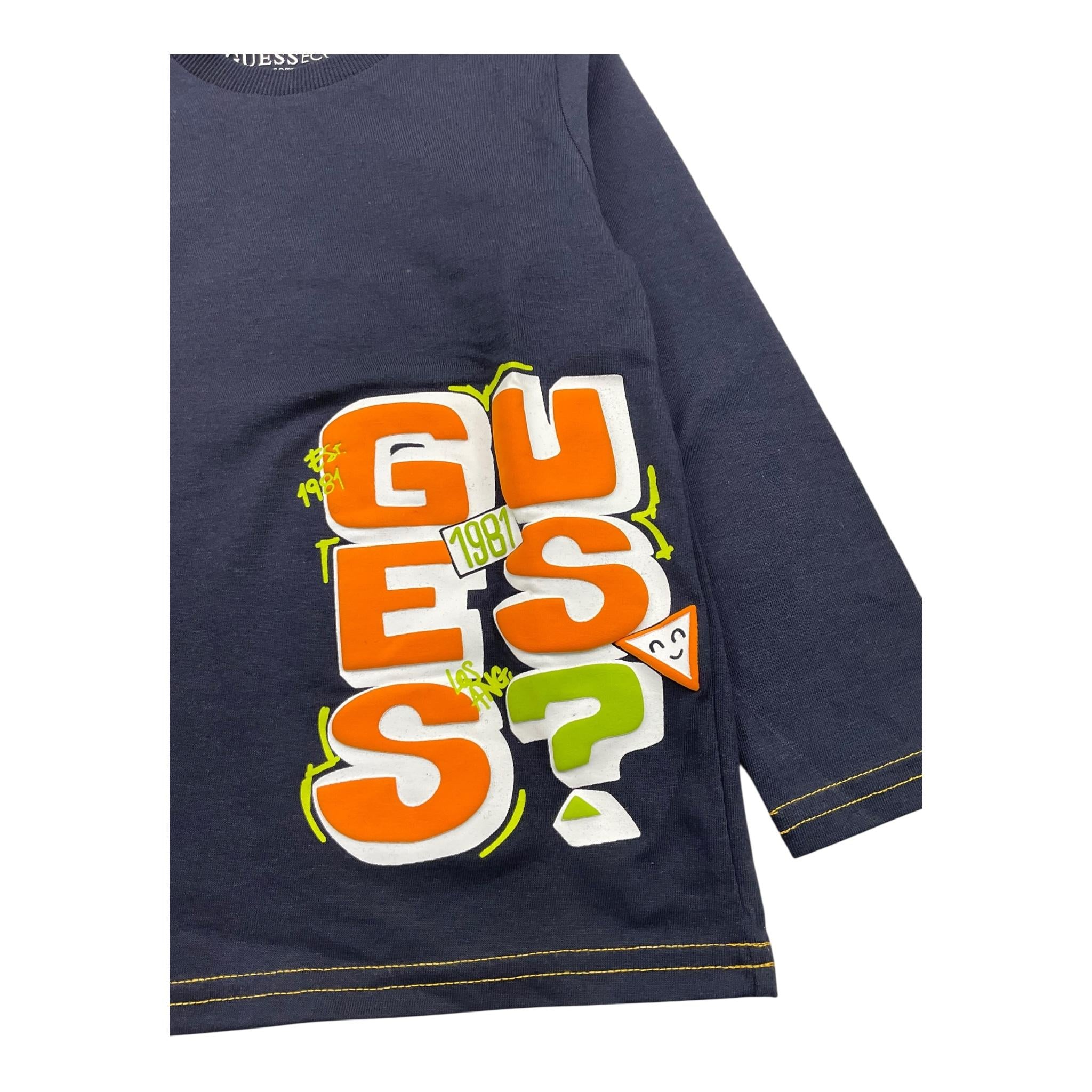 GUESS shirt girocollo tinta unita con stampa Blu per Bambino N3YI01K8HM0 BLU GUESS