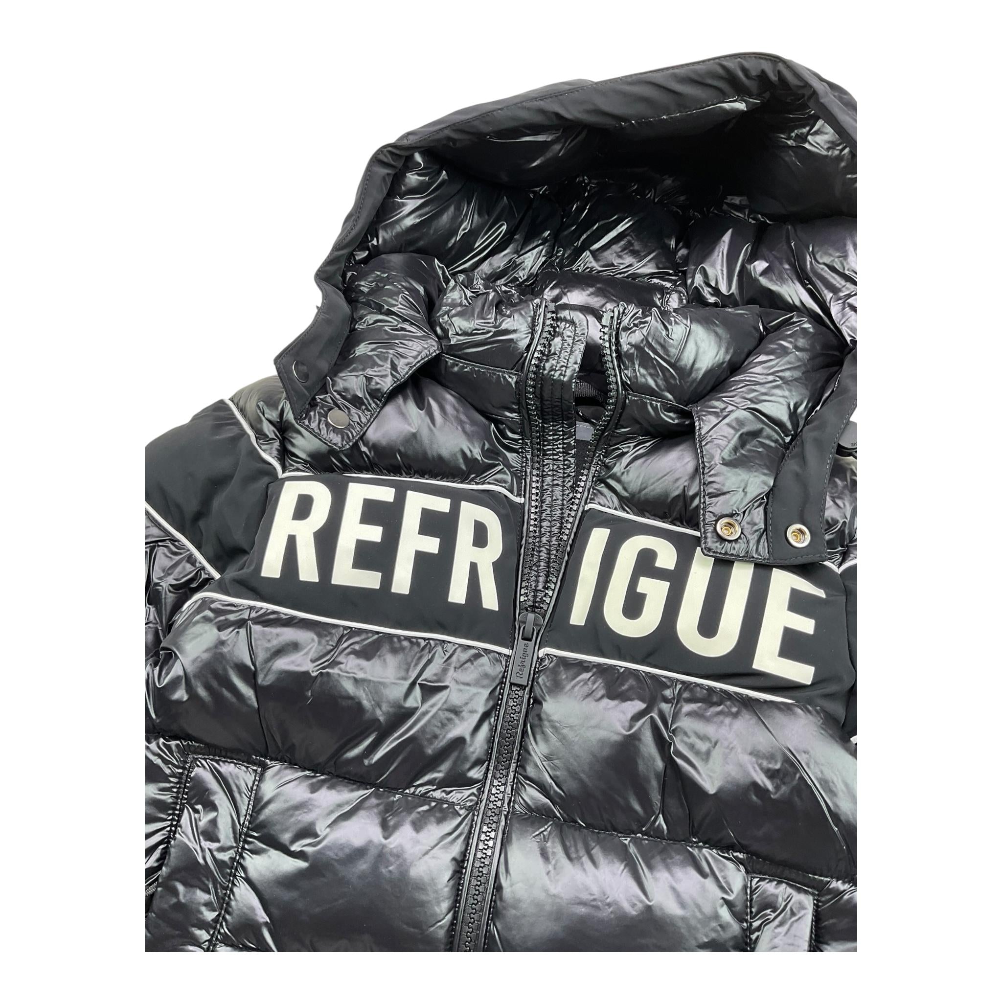REFRIGUE giubbino tinta unita con cappuccio e stampa logo Nero per Bambino 2831O00019 NERO REFRIGUE