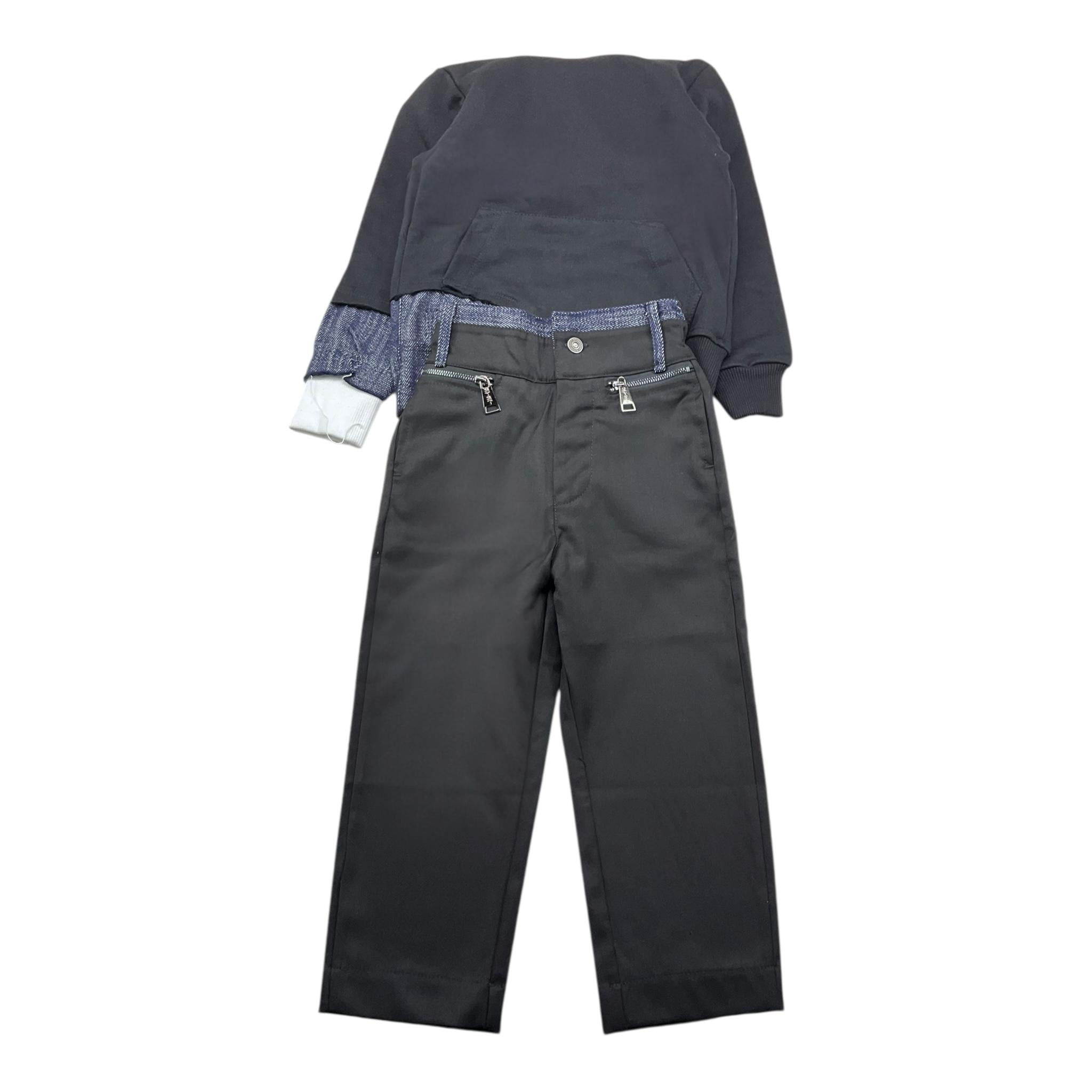STAY STREET completo 2pz felpa tinta unita con cappuccio e stampa-pantalone Nero per Neonato FB3002N NERO STAY STREET