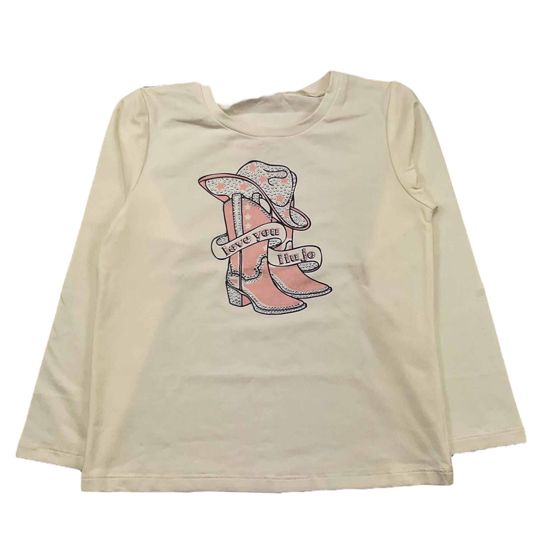 LIU JO shirt girocollo tinta unita cn stampa brillantinata Panna per Neonata KF4088 PANNA LIU JO