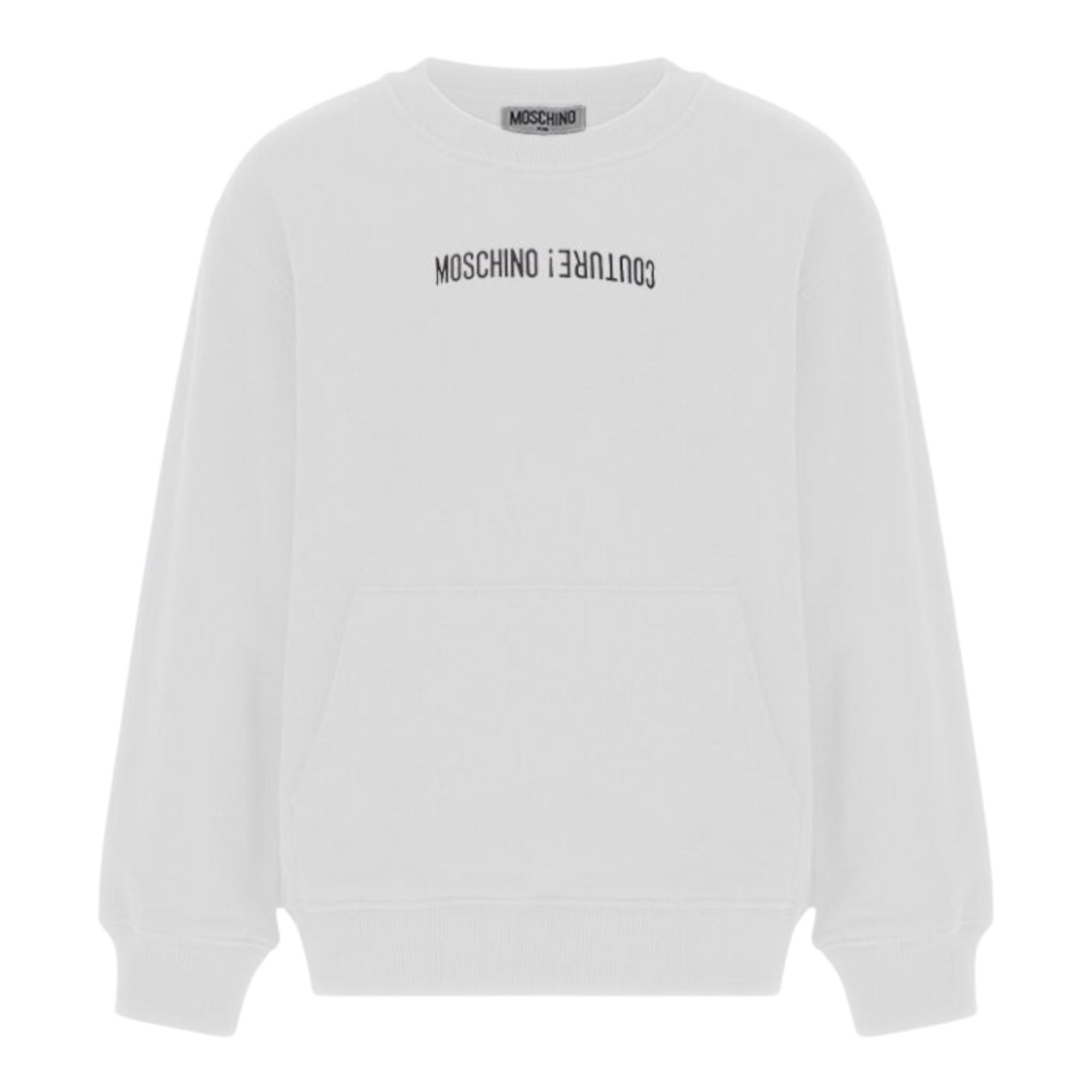 MOSCHINO felpa tinta unita girocollo con stampa Bianco per Bambino HUF08M BIANCO MOSCHINO
