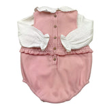 BABIDU completo 2pz camicia-pagliaccetto bicolore Bianco/rosa per Neonata 42770 BIANCO/ROSA BABIDU