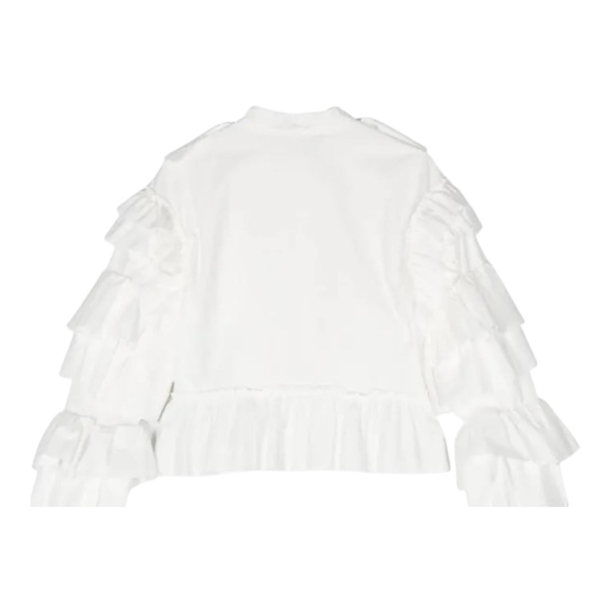 ELISABETTA FRANCHI camicia tinta unita con balze Bianco per Bambina EFCA208 BIANCO ELISABETTA FRANCHI