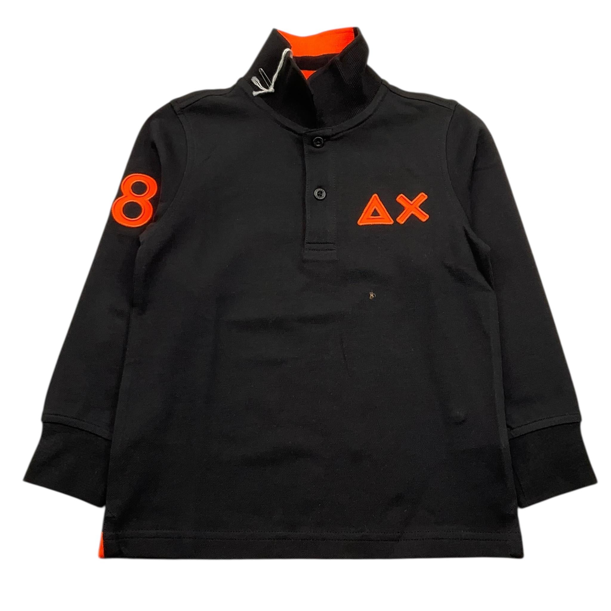 SUNS68 polo manica lunga tinta unita con logo in contrasto Nero per Neonato A44312 NERO SUNS68
