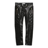 MOSCHINO pantalone in ecopelle tinta unita con zip in contrasto Nero per Bambina 018700 NERO MOSCHINO