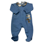 LE BEBE' tutina manica lunga tinta unita cn colletto in contrasto Blu per Neonato LBB4242 BLU LE BEBE'