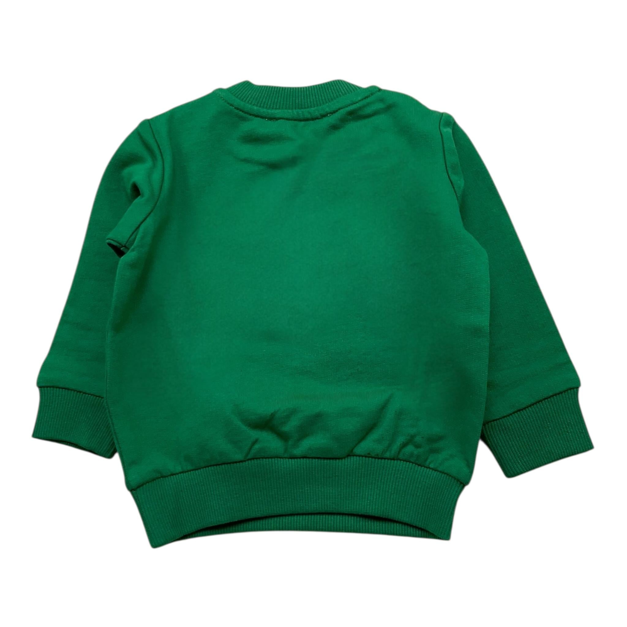 MOSCHINO felpa chiusa girocollo tinta unita con stampa Verde per Neonato MUF05JX VERDE MOSCHINO