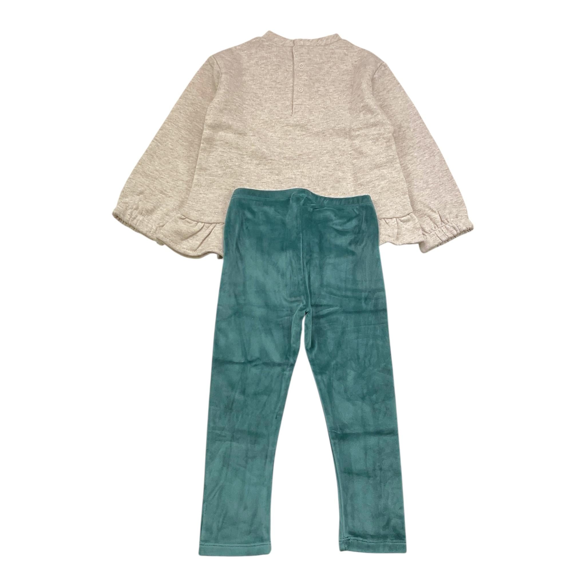MAYORAL completo 2pz felpa-leggins bicolore Beige/verde per Bambina 2706J BEIGE/VERDE MAYORAL