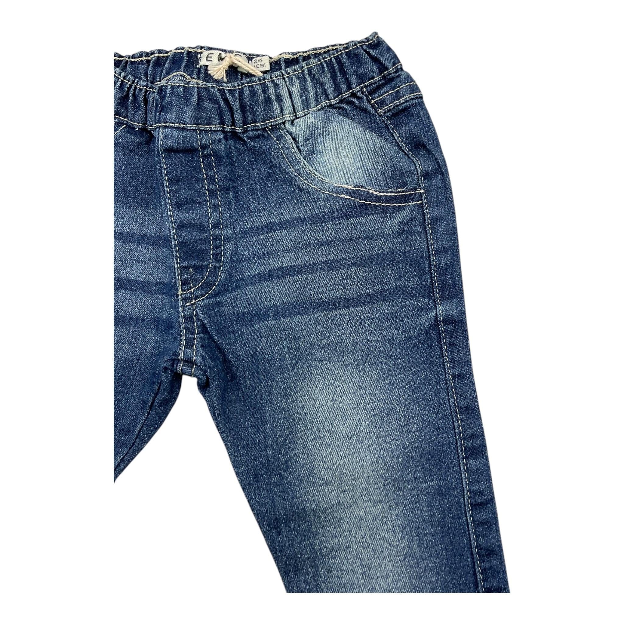 EMC jeans tinta unita con elastico in vita Blu per Neonata BZ7095 BLU EMC