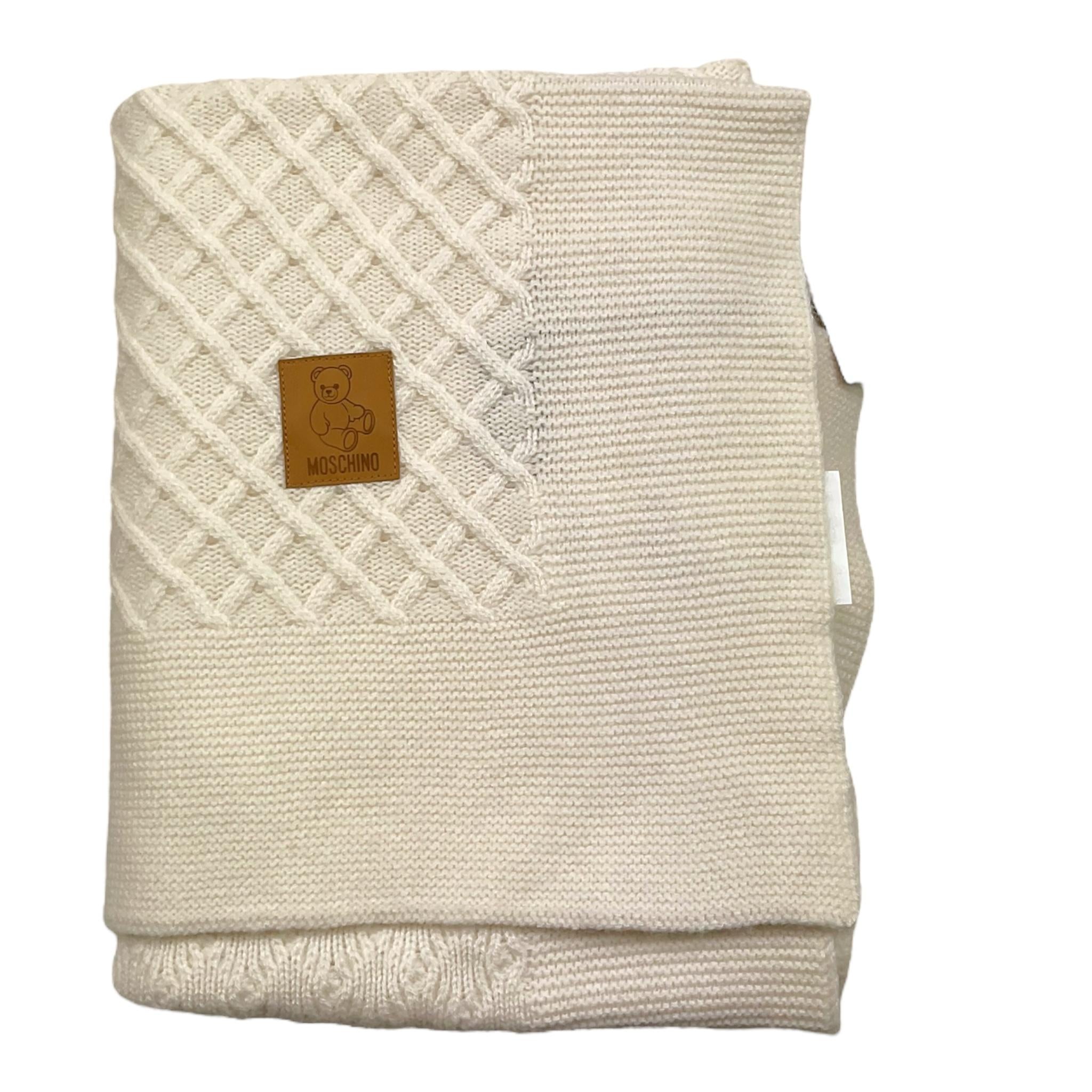 MOSCHINO coperta tinta unita con logo Panna per Neonato MUB00K PANNA MOSCHINO